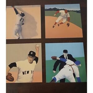 Vintage 2001 Vincent Scilla Baseball Art Postcard Set - Set of 4